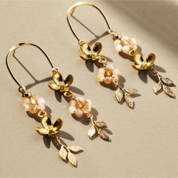 Anthropologie Floral Double-Drop Earrings New with tags attached - No flaws - Picture 1 of 10